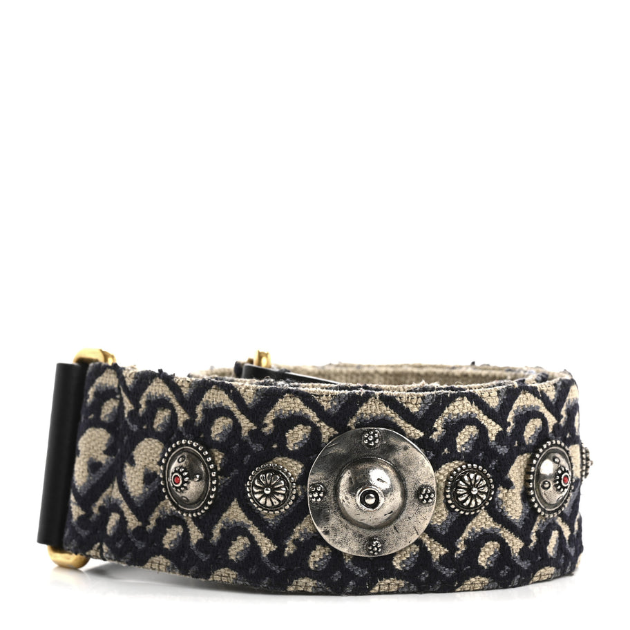 Christian Dior Oblique Studded Shoulder Strap Blue Image 2