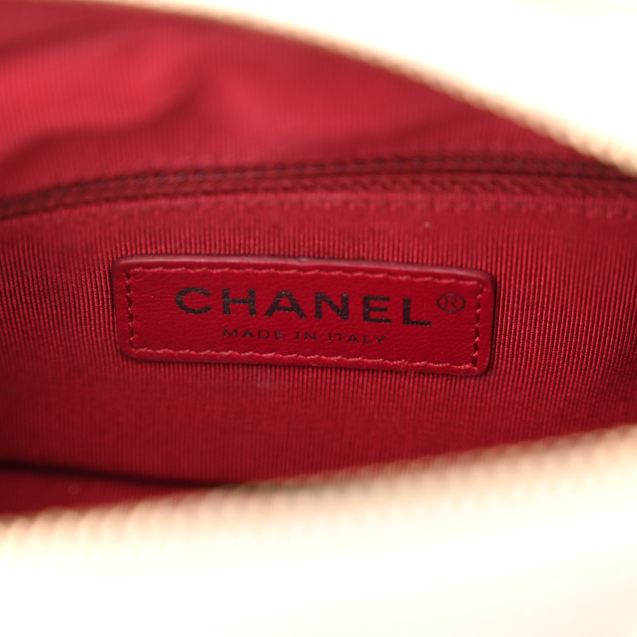 Chanel Aged Calfskin Quilted Small Gabrielle Hobo Black White Image 6