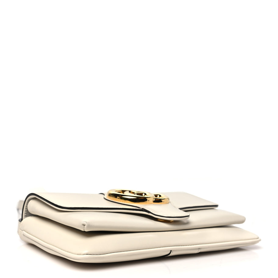 Gucci Calfskin Small Arli Flap Shoulder Bag Mystic White Image 4