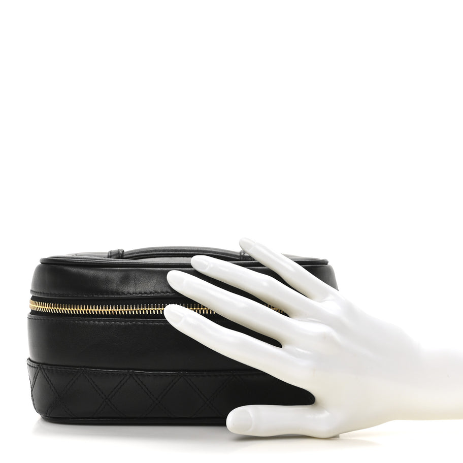 Chanel Lambskin Vanity Cosmetic Case Black Image 2