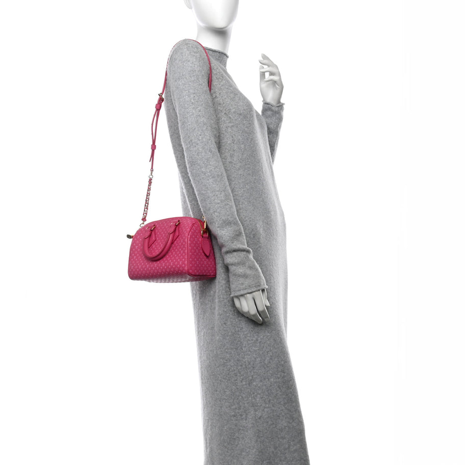 Louis Vuitton Calfskin Nanogram Embossed Speedy Bandouliere 20 Rose Image 3