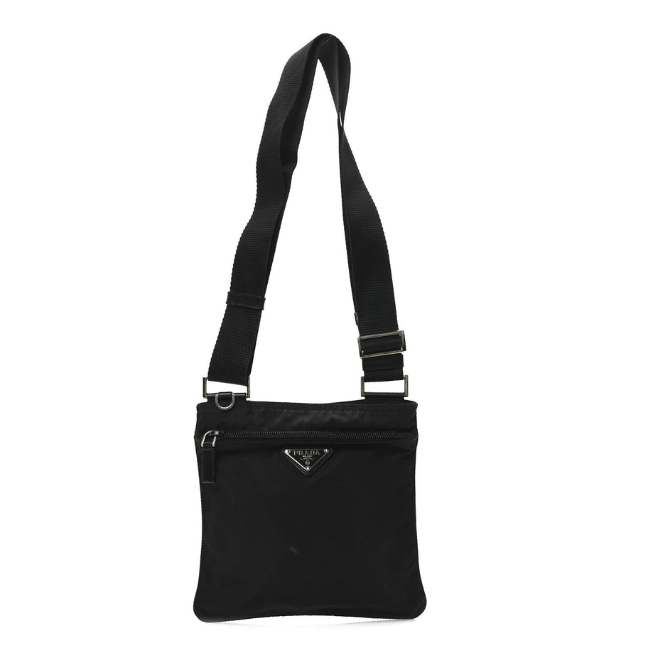 Prada Tessuto Nylon Flat Messenger Bag Black Image 1