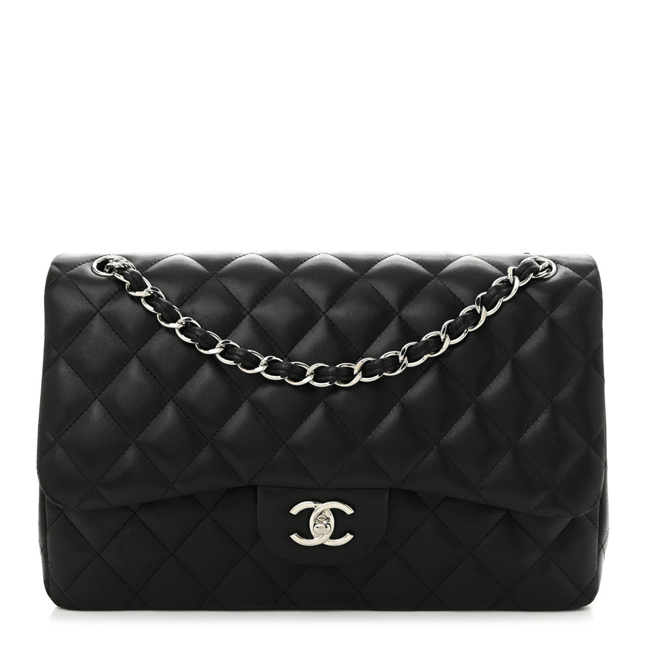 Chanel Lambskin Quilted Jumbo Double Flap Black Image 1