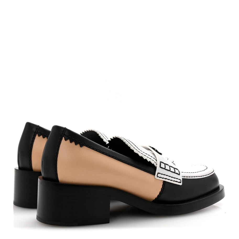 Chanel Calfskin CC Loafers 38 Black White Beige Image 5
