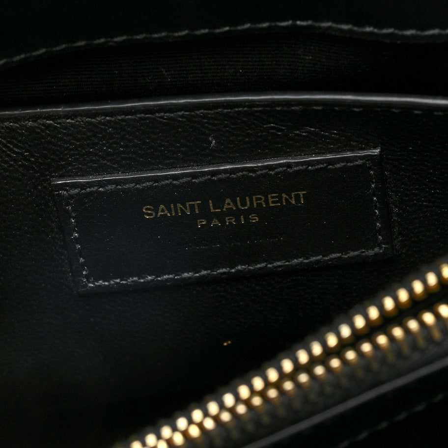 Saint Laurent Calfskin Y Quilted Monogram Small Loulou Chain Satchel Black Image 6