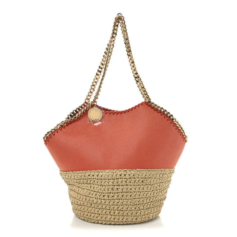  Stella McCartney Raffia Falabella Medium Tote Bright Orange