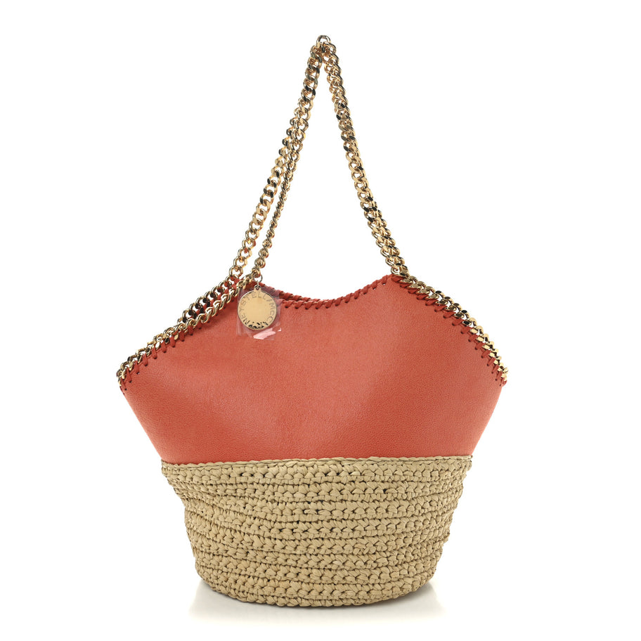 Stella McCartney Raffia Falabella Medium Tote Bright Orange Image 1