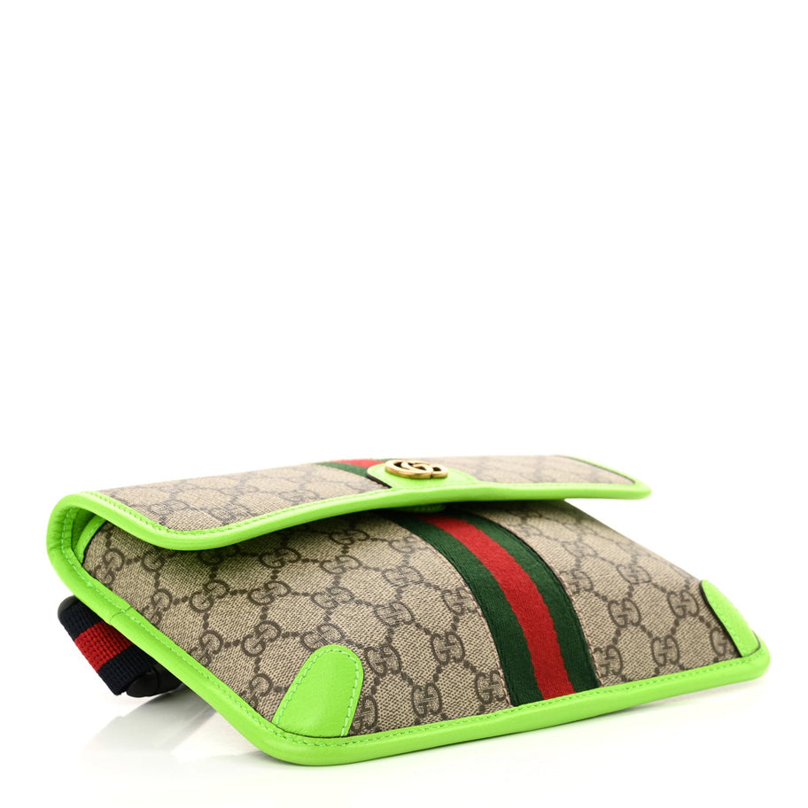 Gucci GG Supreme Monogram Web Small Ophidia Belt Bag Beige Ebony Electric Green Image 4