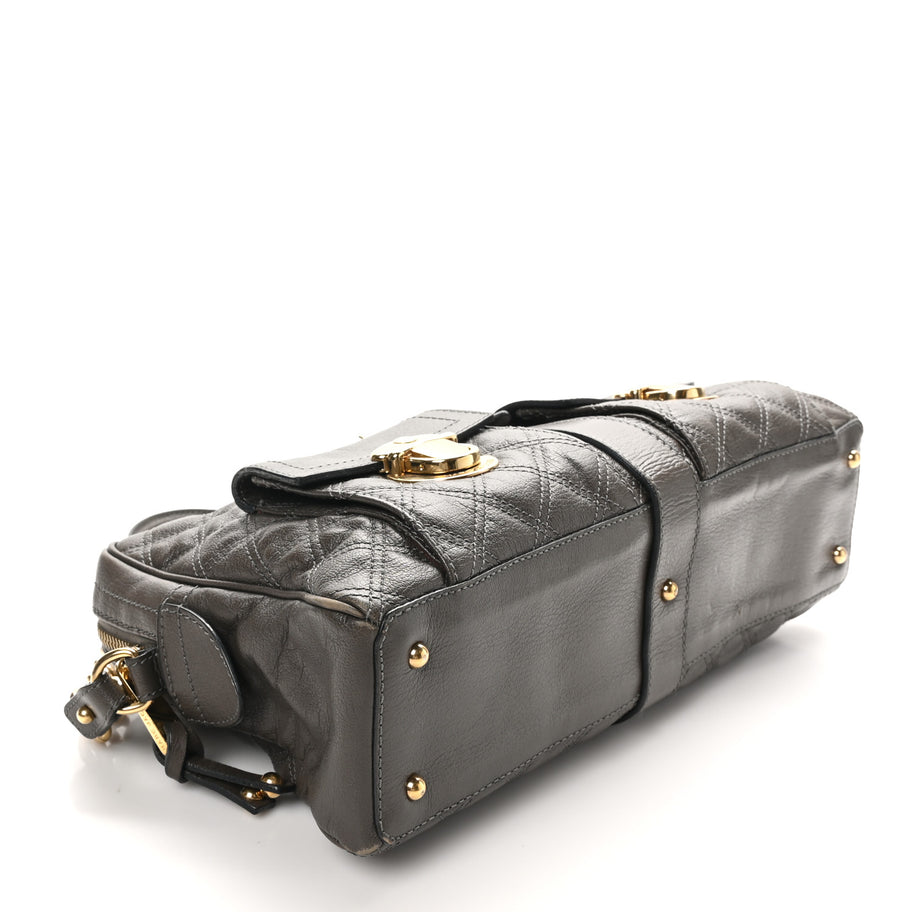 Marc Jacobs Calfskin Quilted Venetia Satchel Grey Image 4