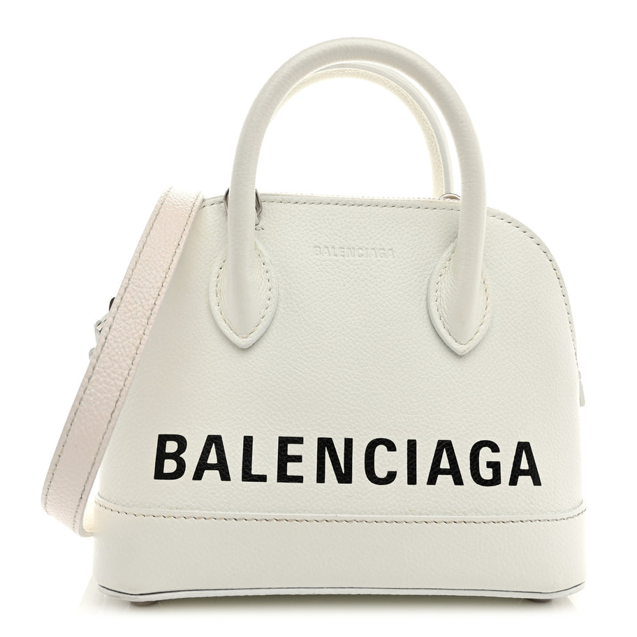 Balenciaga Grained Calfskin XXS Ville Top Handle Bag White Black Image 1