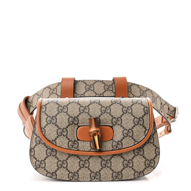  Gucci GG Supreme Monogram Web Bamboo Mini 1947 Belt Bag 85 34  Beige