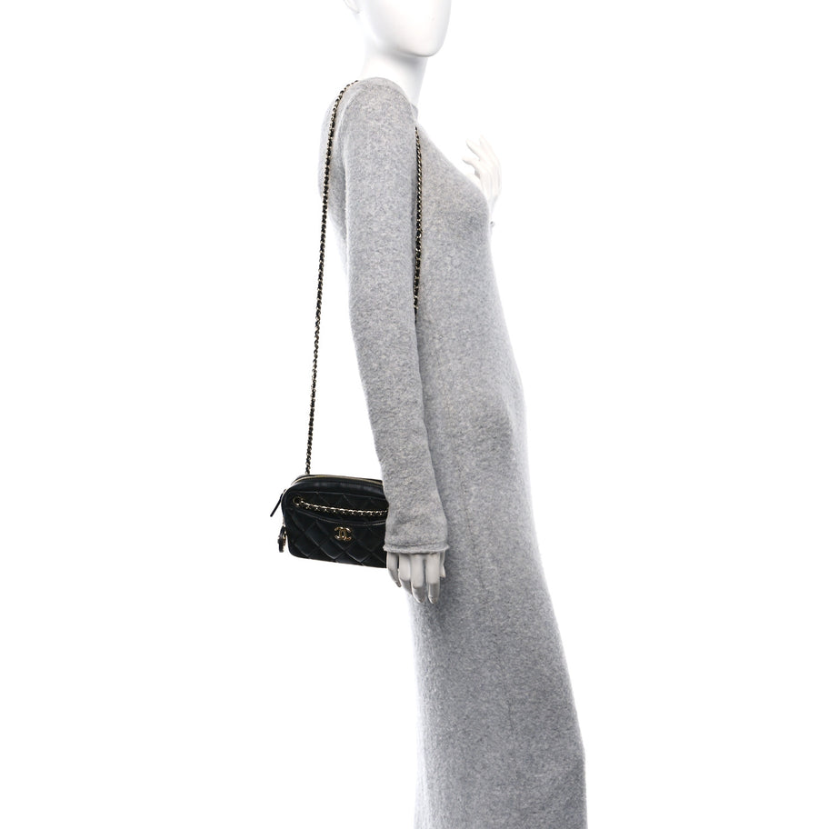 Chanel Shiny Lambskin Quilted Mini Camera Case Black Image 2