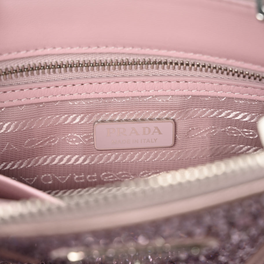 Prada Satin Crystal Mini Galleria Double Zip Tote Alabastro Image 6