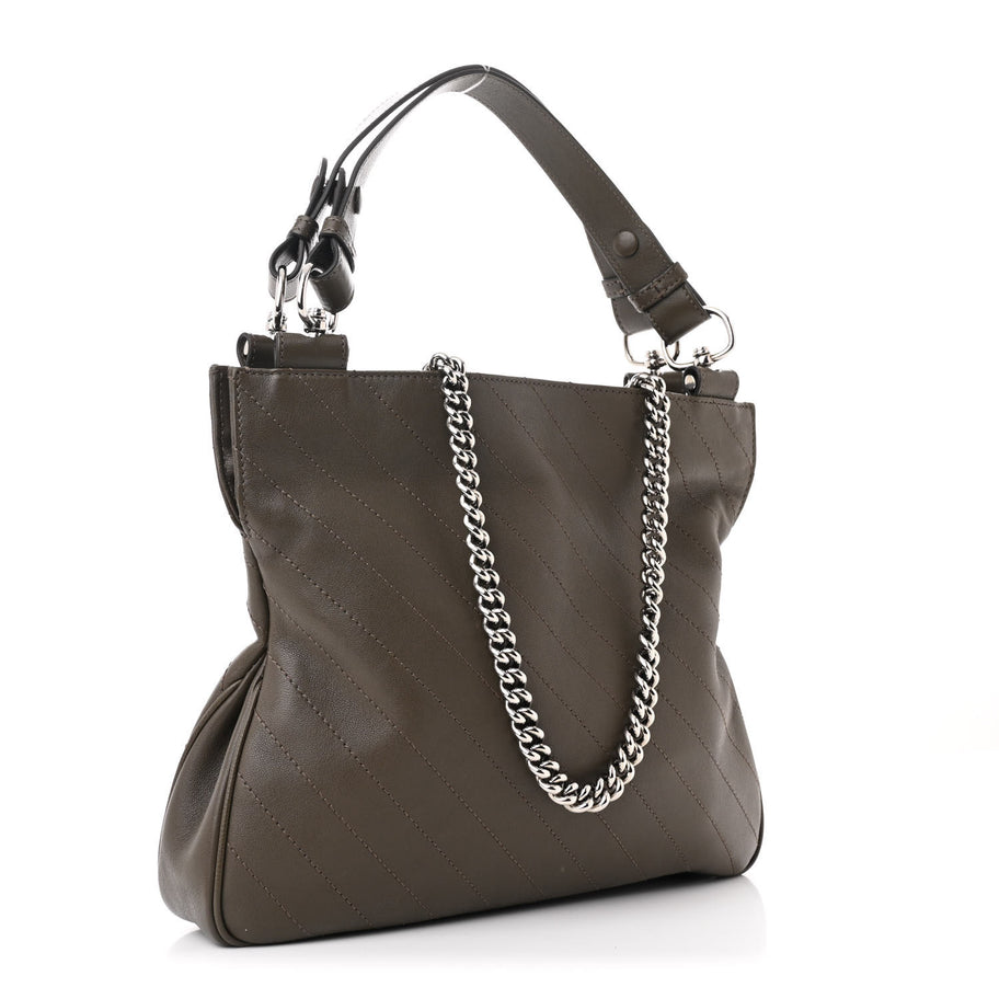 Gucci Sakai Be Green Calfskin Diagonal Stitched Small Blondie Tote Craclet Brown Image 3