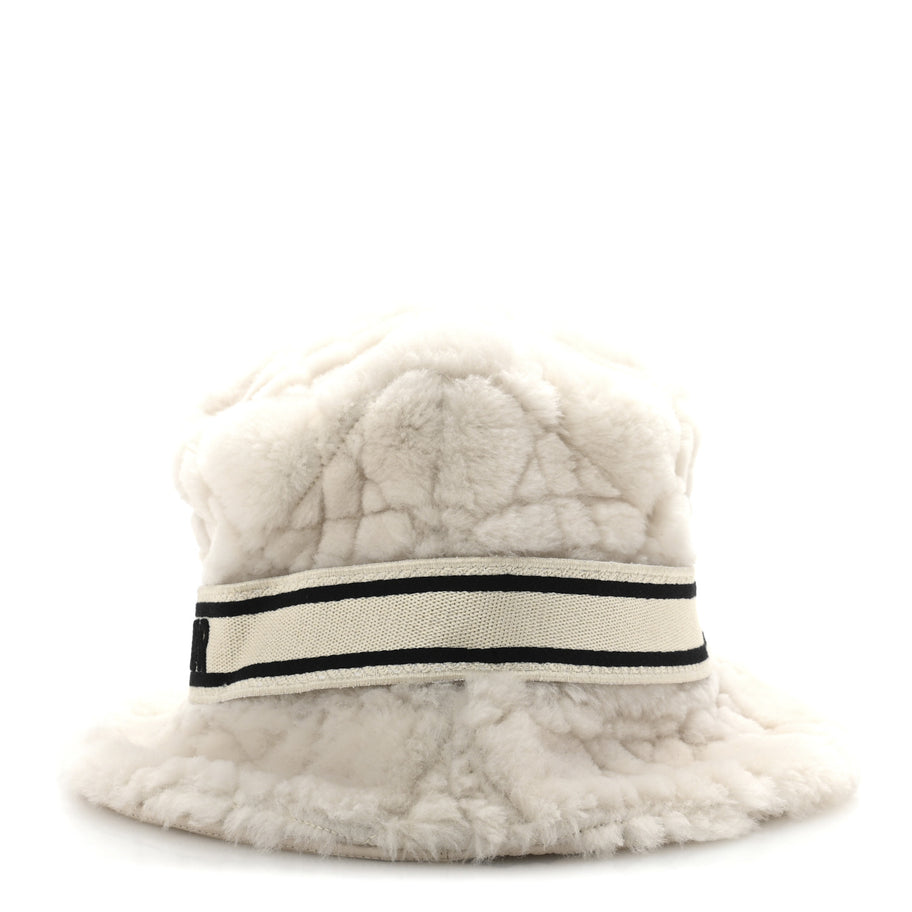 Christian Dior Shearling Cannage D-Bobby Bucket Hat 58 Ecru Image 4