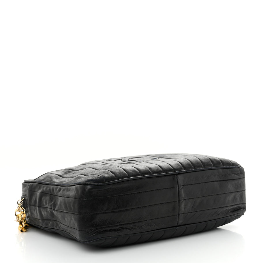 Chanel Lambskin Vertical Quilted Tassel Camera Case Black Image 4