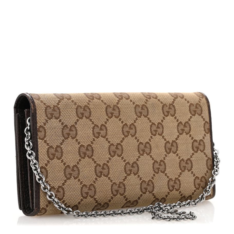 Gucci Monogram Metal Bar Chain Wallet Dark Brown Image 3