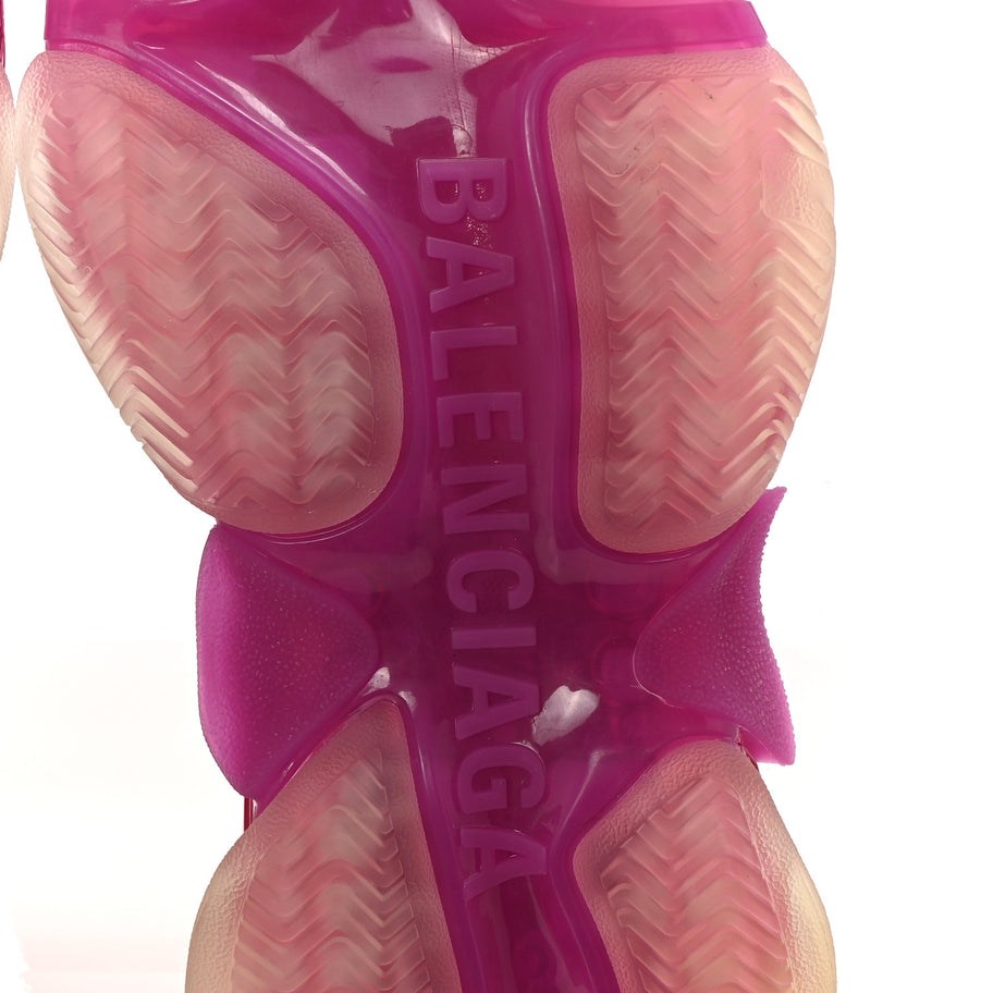 Balenciaga Fabric Mesh Clear Sole Womens Triple S Sneakers 36 White Pink Image 7