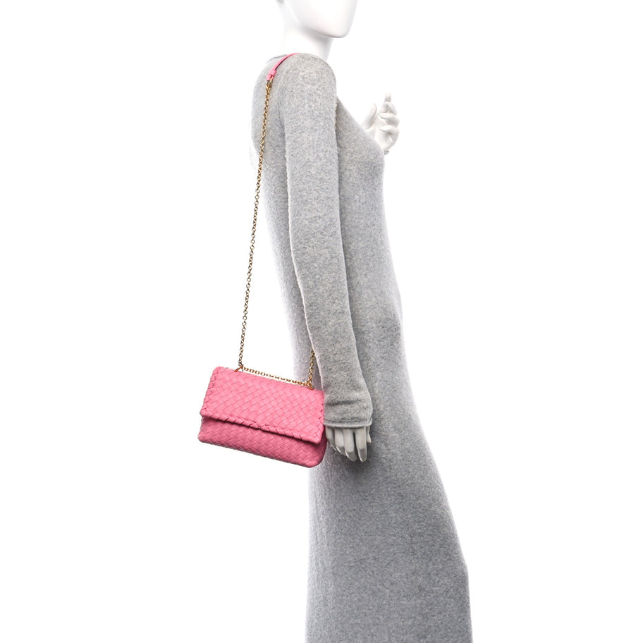 Bottega Veneta Nappa Intrecciato Small Olimpia Shoulder Bag Antique Pink Image 2