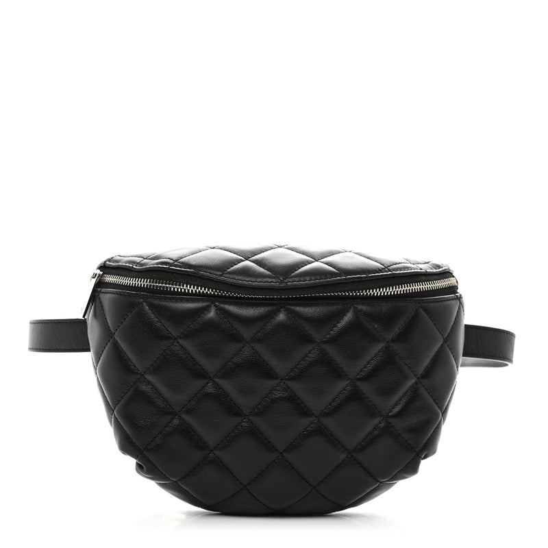  Chanel Calfskin Quilted Waist Belt Bag Black