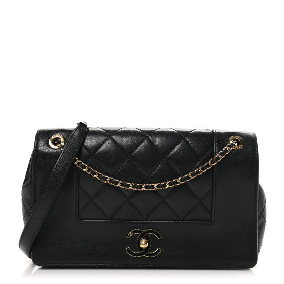  Chanel Sheepskin Quilted Medium Vintage Mademoiselle Flap Black