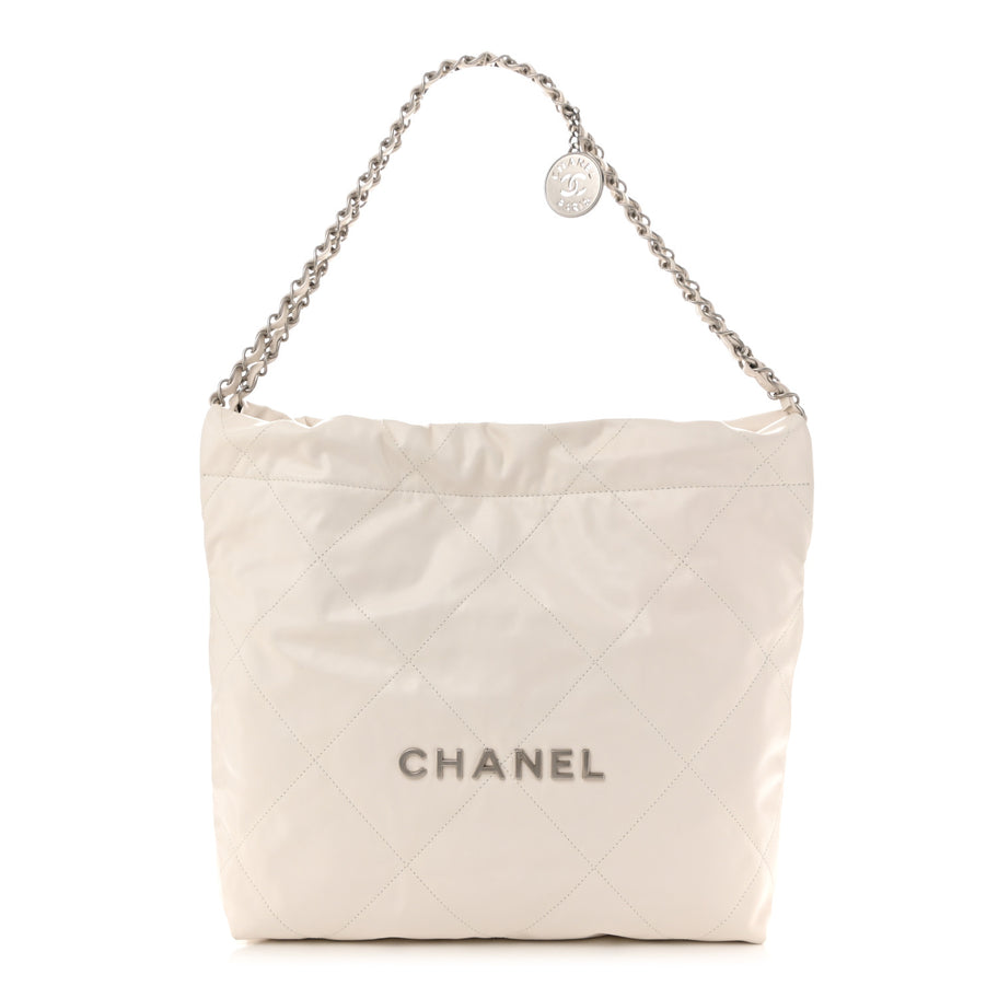 Chanel Shiny Calfskin Quilted Small 22 White Image 1