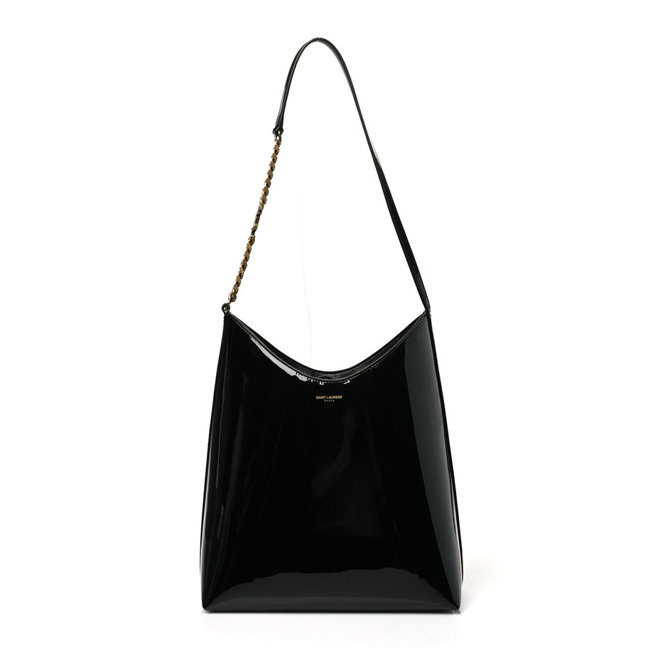 Saint Laurent Patent Calfskin Rendez-Vous Hobo Black Image 1