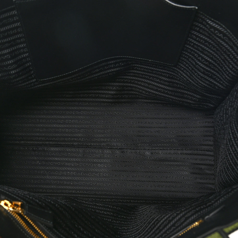 Prada Jacquard Saffiano Triangolo Symbole Embroidered Shopping Tote Black Edera Image 5