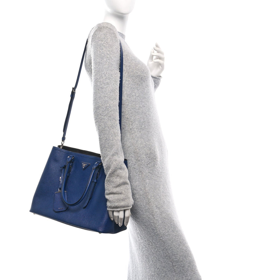 Prada Saffiano Cuir Medium Double Handle Tote Baltico Image 2