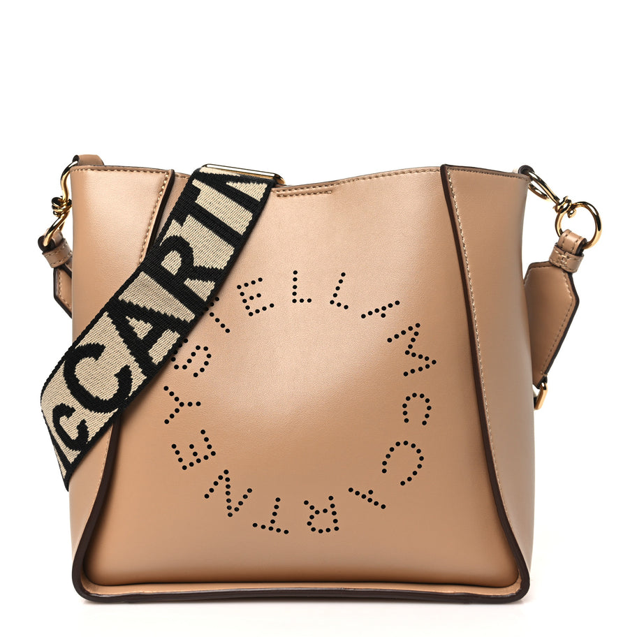 Stella McCartney Eco Alter Nappa Perforated Logo Mini Crossbody Sand Image 1
