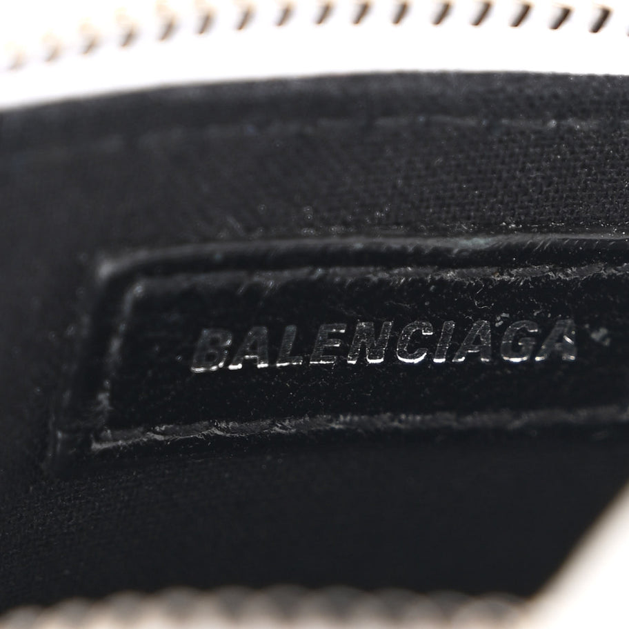 Balenciaga Calfskin Logo Crocodile Embossed Mini Ville Top Handle Bag White Black Image 6