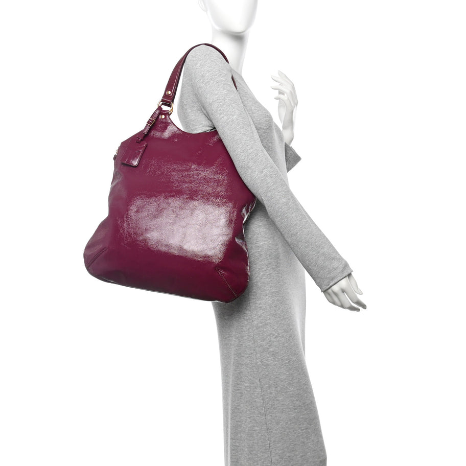 Saint Laurent Patent Tribute Tote Red Image 2