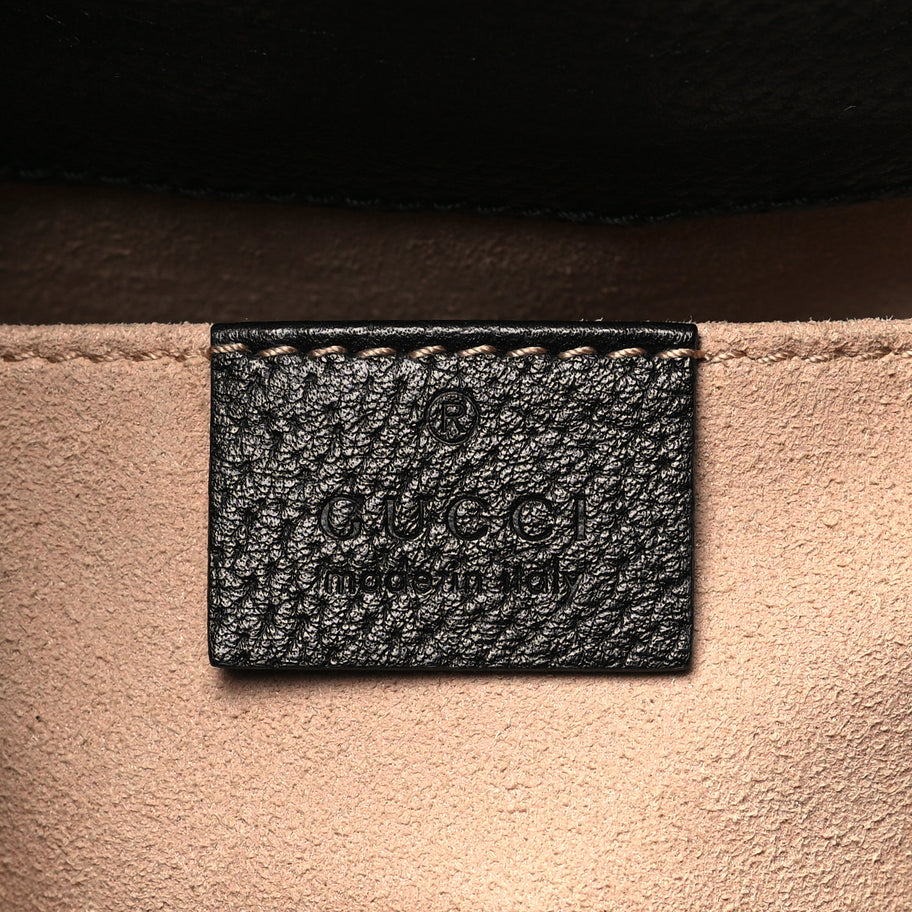 Gucci Glazed Textured Calfskin Web Small Ophidia Bucket Bag Black Image 6