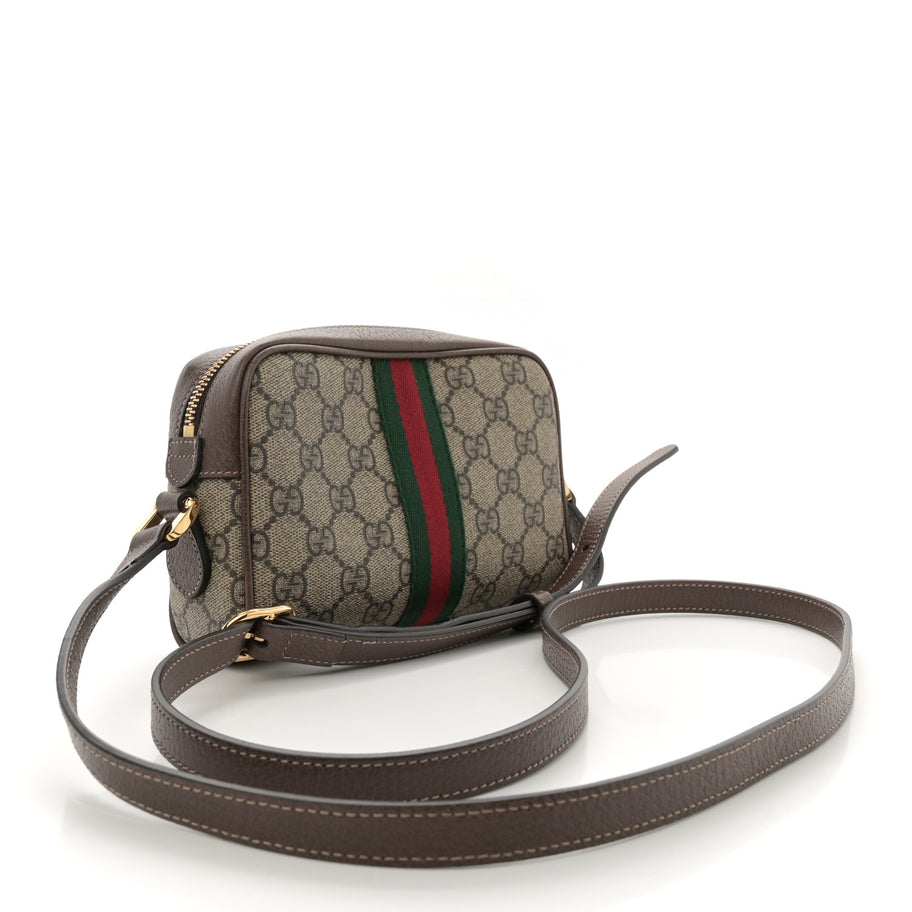 Gucci GG Supreme Monogram Web Mini Ophidia Shoulder Bag Brown Image 3