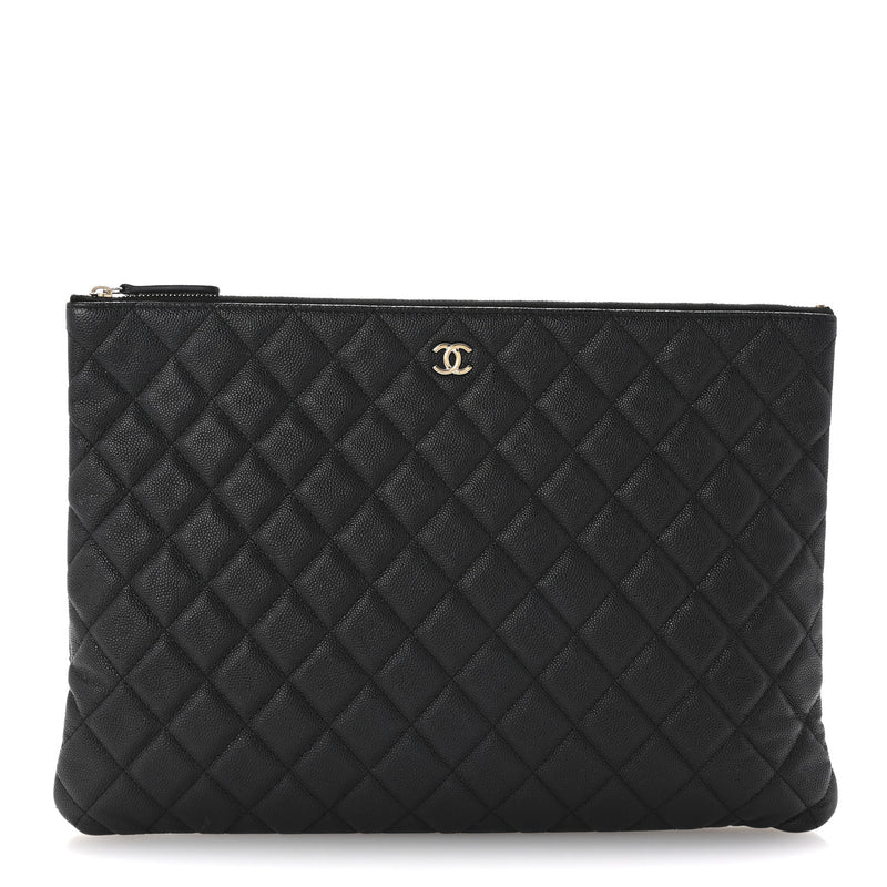  Chanel Caviar Quilted Large Cosmetic Case Black