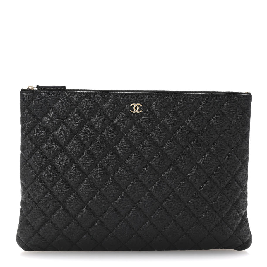 Chanel Caviar Quilted Large Cosmetic Case Black Image 1