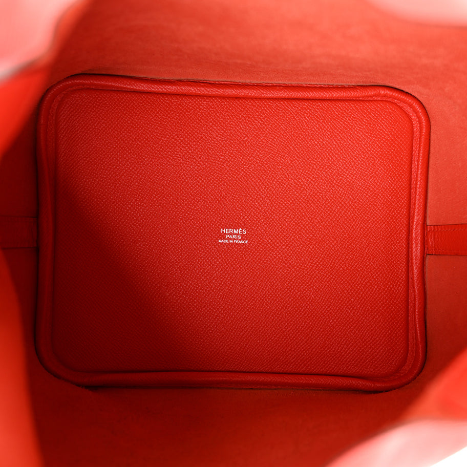 Hermes Epsom Tressage De Cuir Picotin Lock 22 MM Rouge Coeur Bleu du Nord Rouge H Image 5