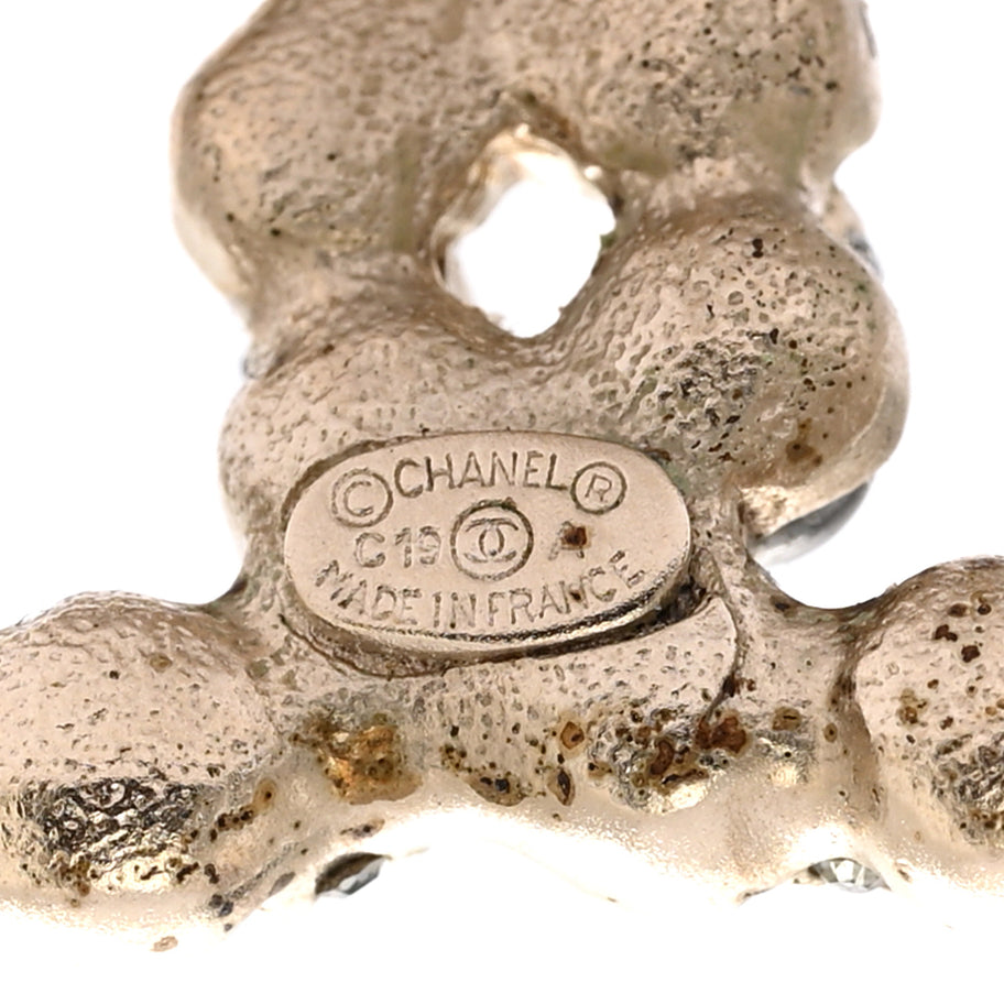 Chanel Pearl Crystal Nefertiti CC Earrings Silver Dark Grey Image 4