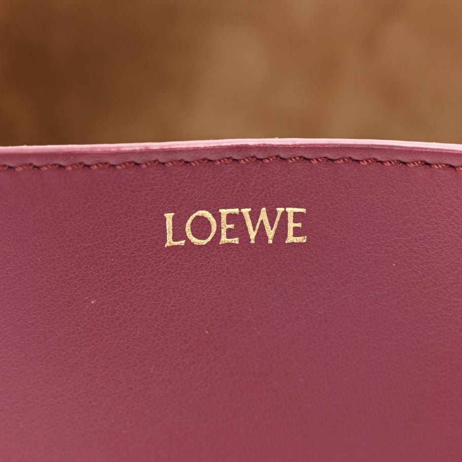 Loewe Shiny Calfskin Mini Puzzle Fold Tote Crimson Image 6