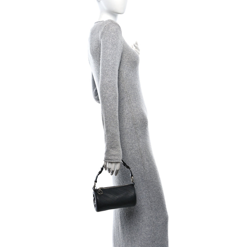  Gucci Sakai Be Green Calfskin Diagonal Stitched Mini Blondie Barrel Shoulder Bag Black