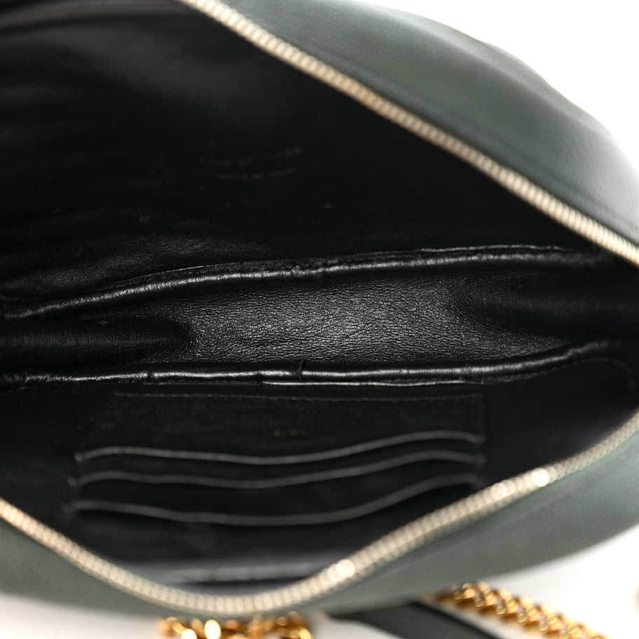 Saint Laurent Grain De Poudre Matelasse Monogram Mini Lou Camera Bag New Vert Fonce Image 5