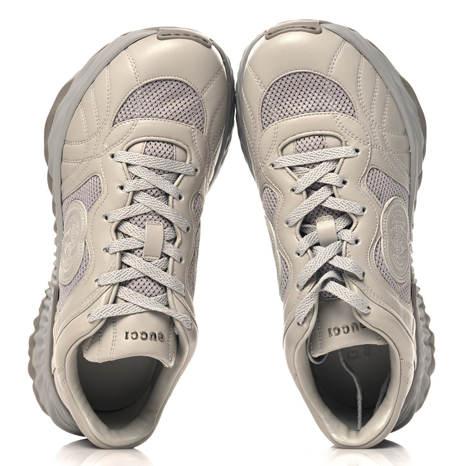 Gucci New Nappa Sombre Interlocking G Ripple Mens Platform Sneakers 8.5 Grey Sky Image 2