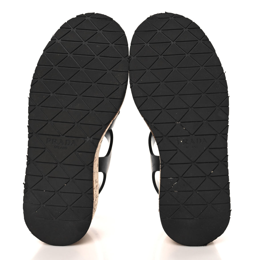 Prada Rubber Soft Cork Triangle Fisherman 75mm Platform Sandals 37 Black Image 6