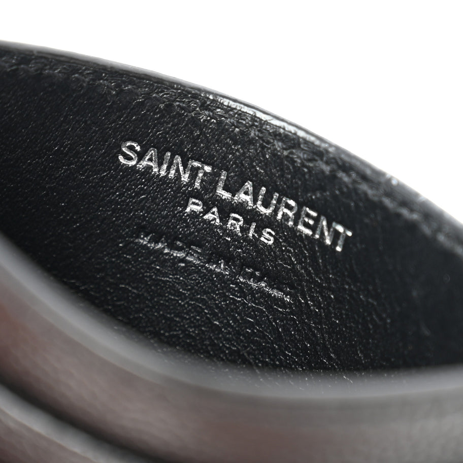 Saint Laurent Grain De Poudre Matelasse Chevron Monogram Credit Card Case Black Image 6