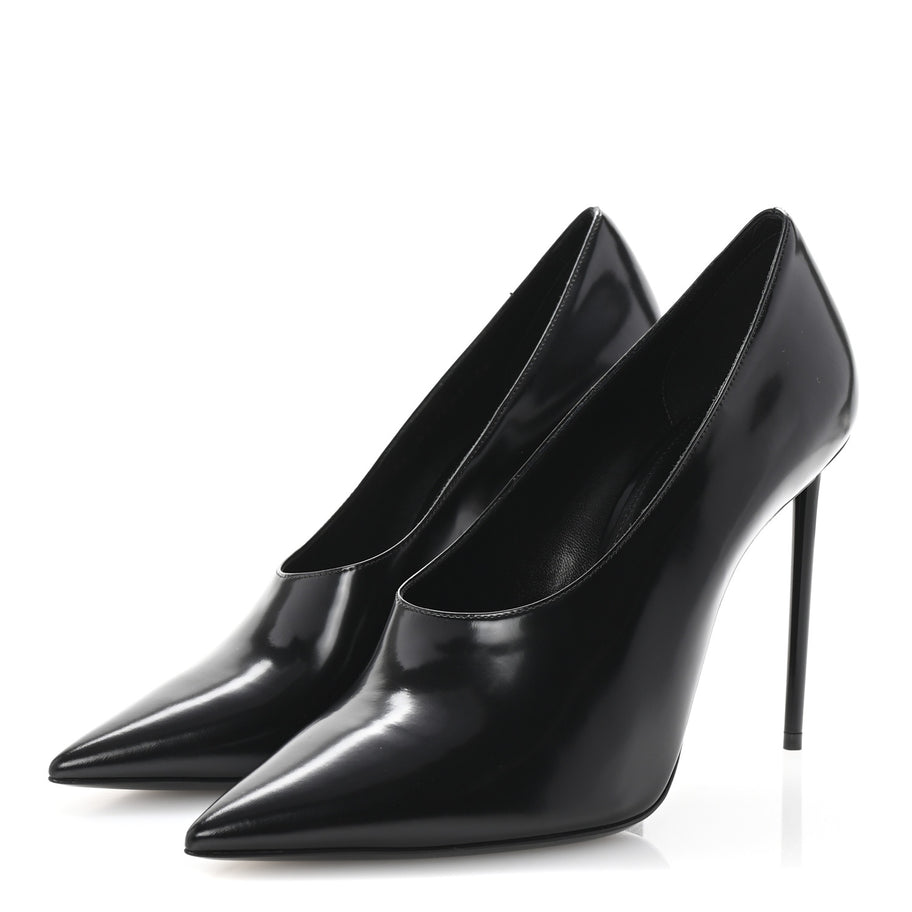 Saint Laurent Patent Calfskin Teddy High Vamp 105 Pumps 39 Black Image 4