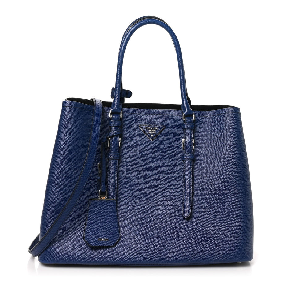 Prada Saffiano Cuir Medium Double Handle Tote Baltico Image 1