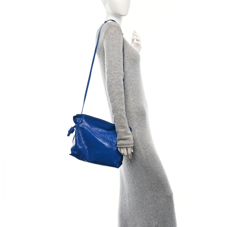 Loewe Crackle Patent Calfskin Medium Flamenco Knot Bag Royal Blue Image 3