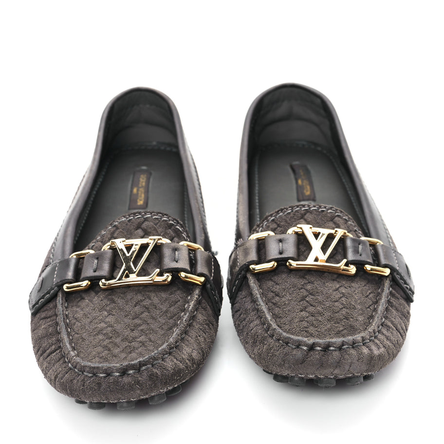 Louis Vuitton Suede Woven Oxford Loafers Brown Image 3