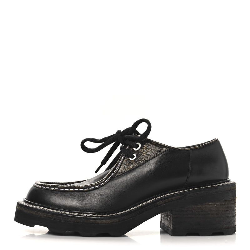  Louis Vuitton Monogram Calfskin Beaubourg Platform Derby Shoes Brown