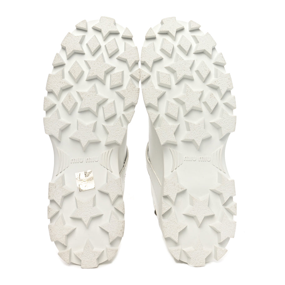 Miu Miu Calfskin Lace Up Ankle Boots 40 White Image 7